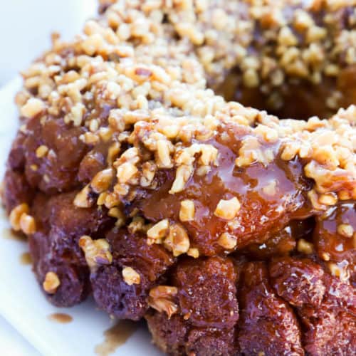 Maple Nut Monkey Bread on a white plate