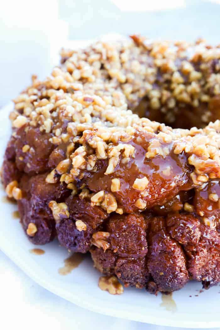 Maple Nut Monkey Bread on a white plate