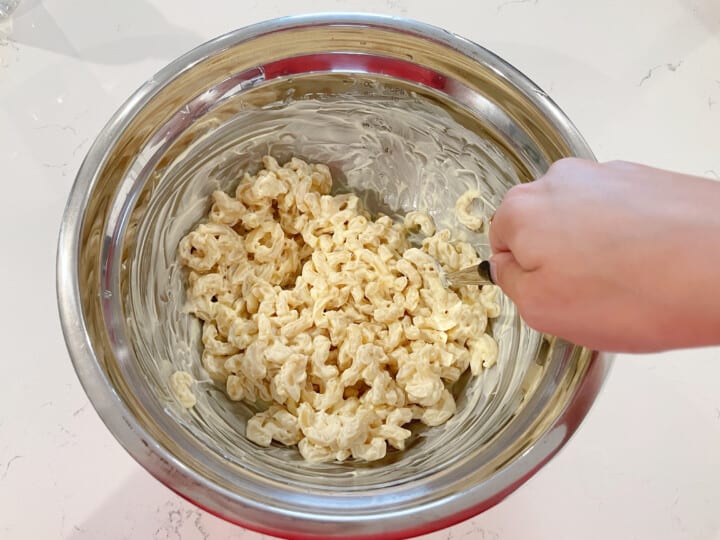 mixing ingredients in large bowl.