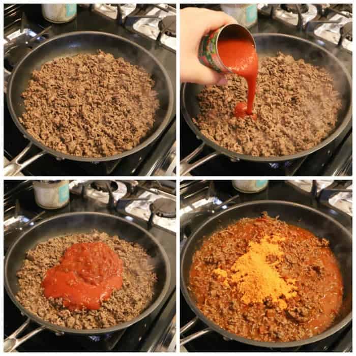 step by step pictures of cooking Taco Sloppy Joes