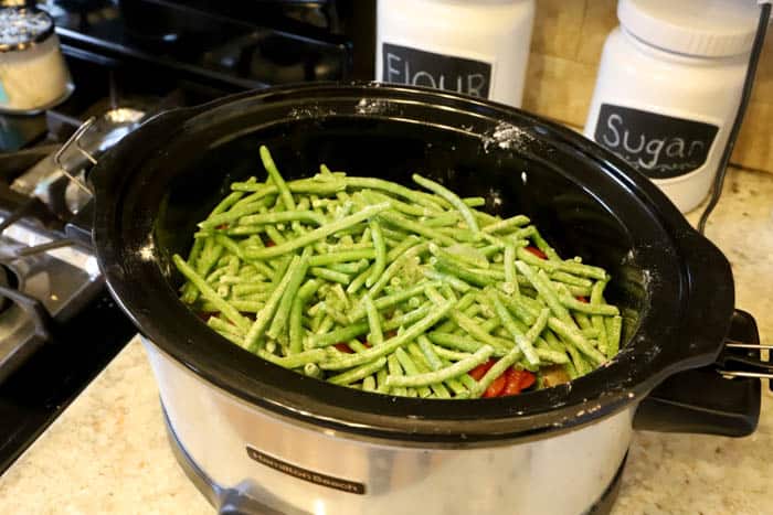 adding green beans to slow cooker