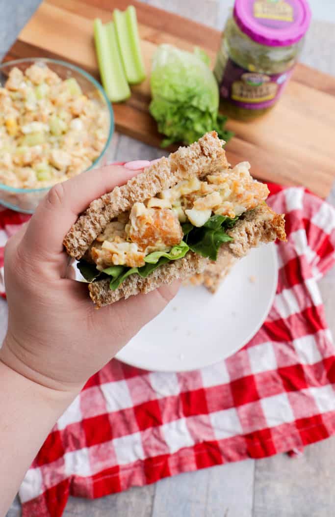 holding the Chick-Fil-A Chicken Salad Recipe in hand