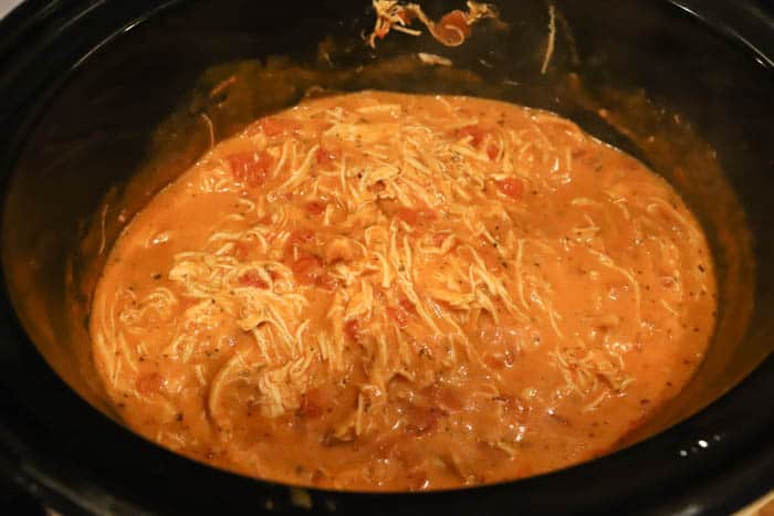 cooked chicken in slow cooker shredded 