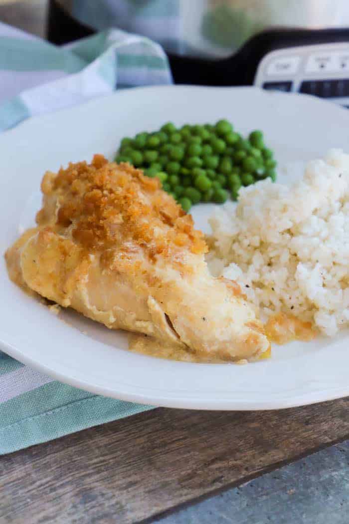 SlowCooker Ritz Chicken with rice and peas