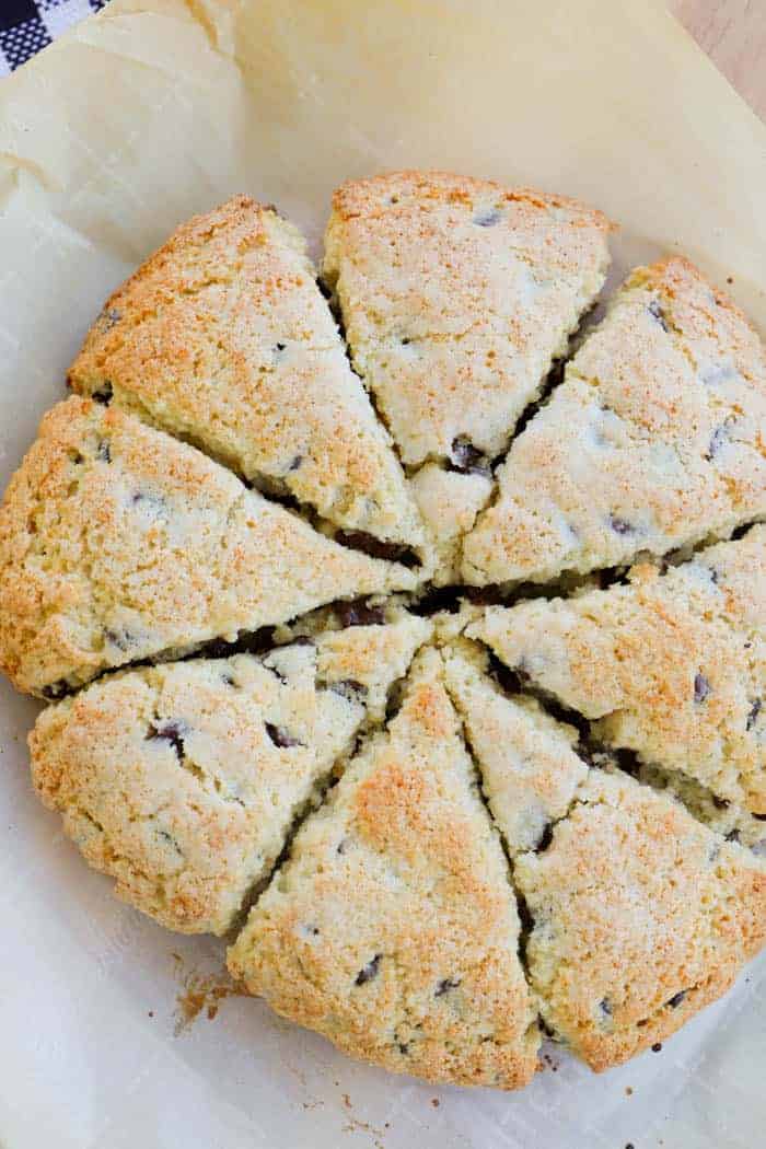 whole Chocolate Chip Scones baked