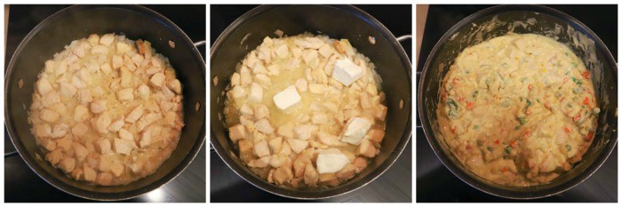 cooking steps 1 -3 in the large pot