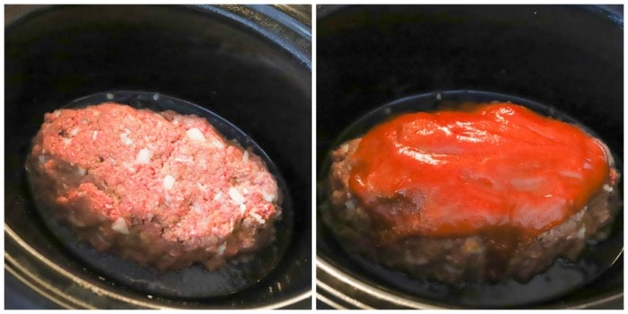 meatloaf in the slow cooker before cooking