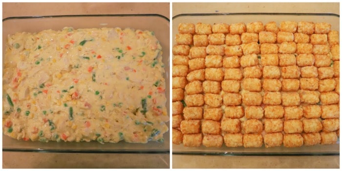 adding ingredients to the casserole dish