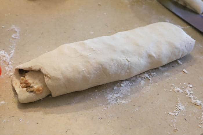 Sweet Breakfast Pinwheels rolled before slicing