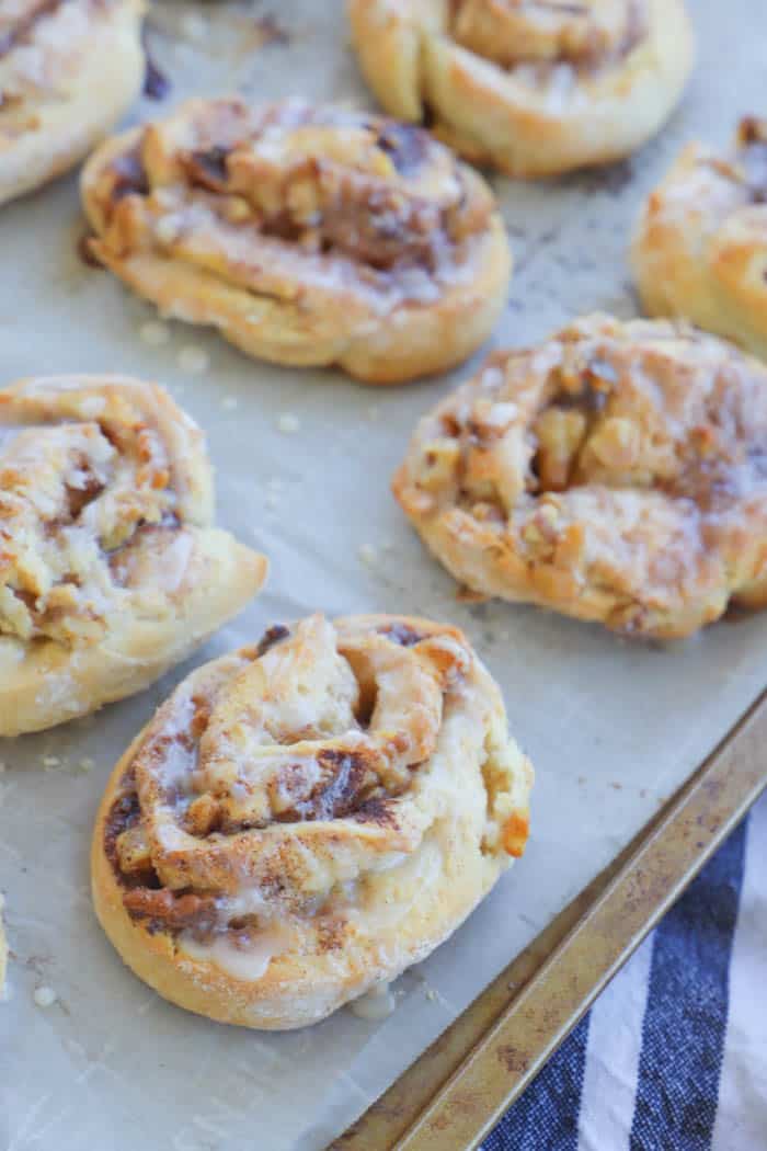 Sweet Breakfast Pinwheels on a baking sheet