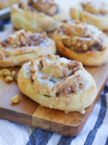 Sweet Breakfast Pinwheels baked and on a board