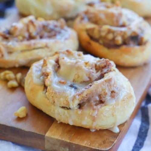 Sweet Breakfast Pinwheels baked and on a board