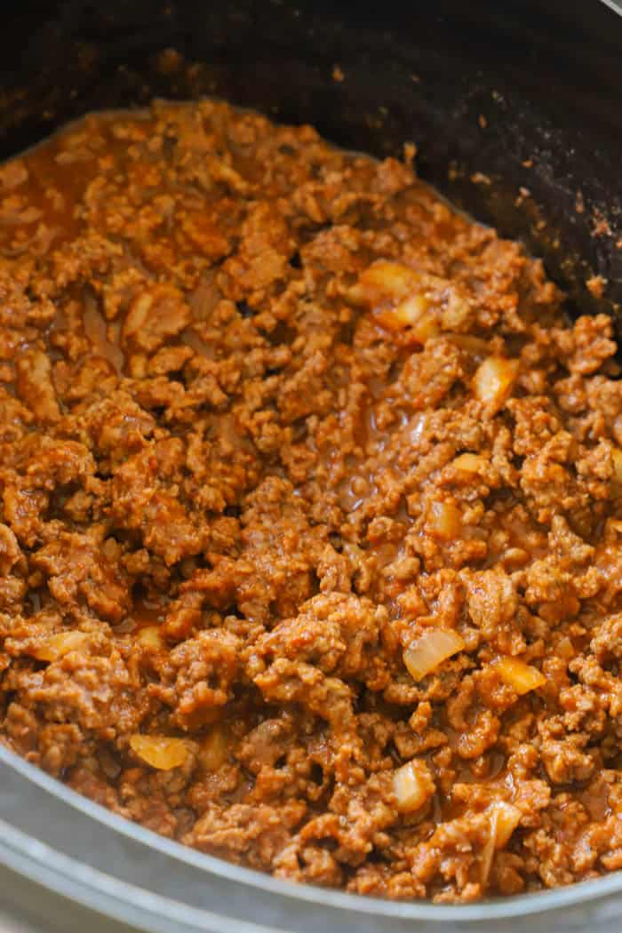 Slow Cooker Sloppy Joes in the slow cooker