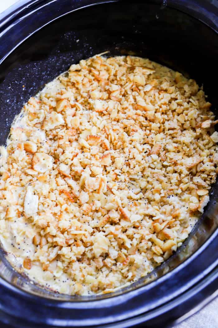 Slow Cooker Poppy Seed Chicken in the slow cooker