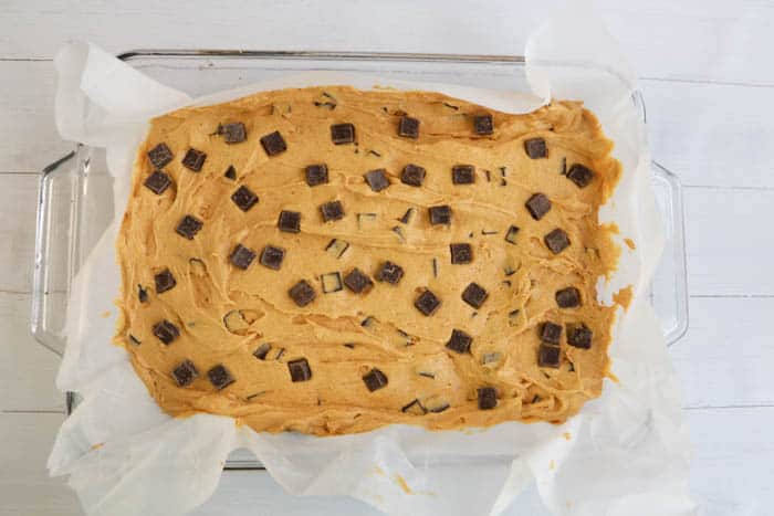 dough in baking dish before baking