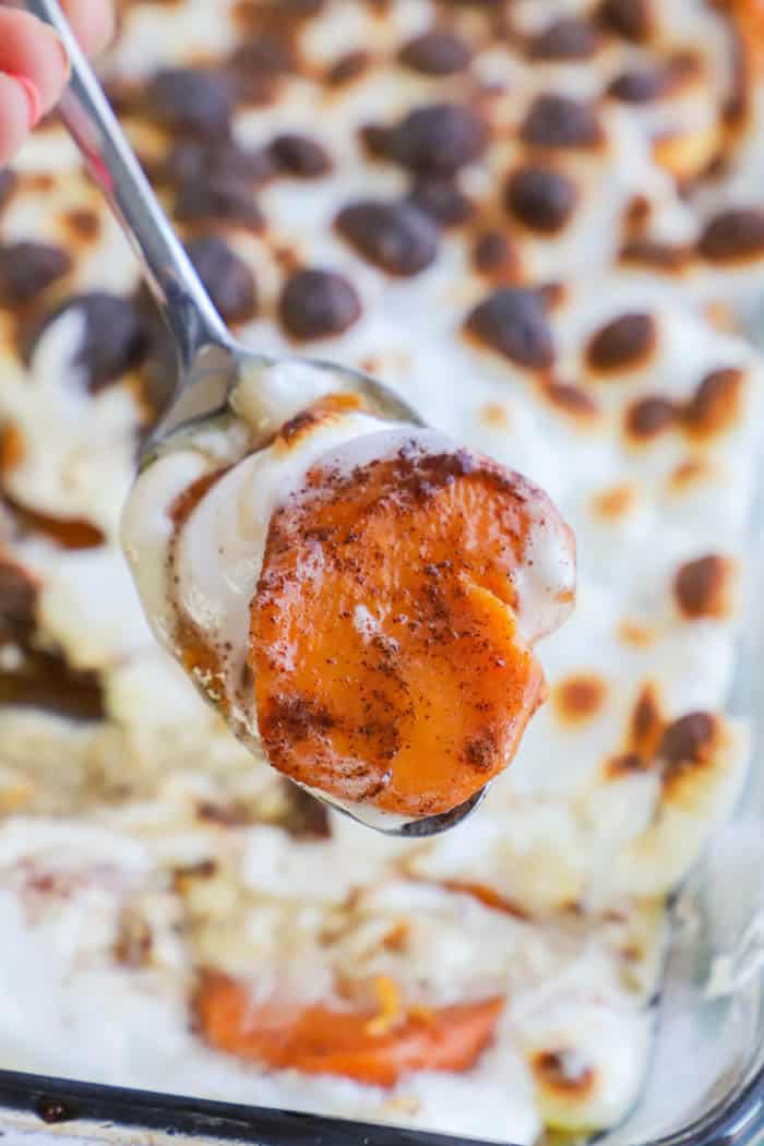 Candied Yams on a spoon