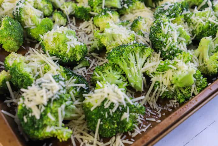 Parmesan Roasted Broccoli with cheese on top
