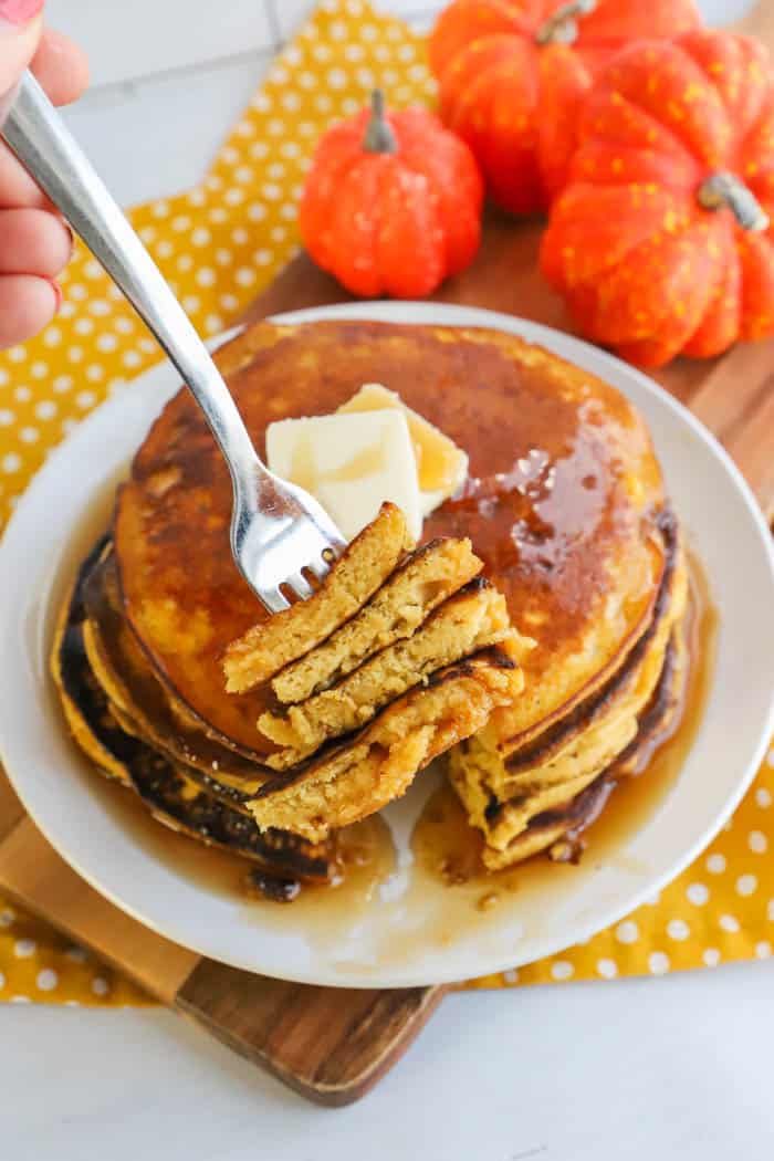 Pumpkin Pancakes on a fork