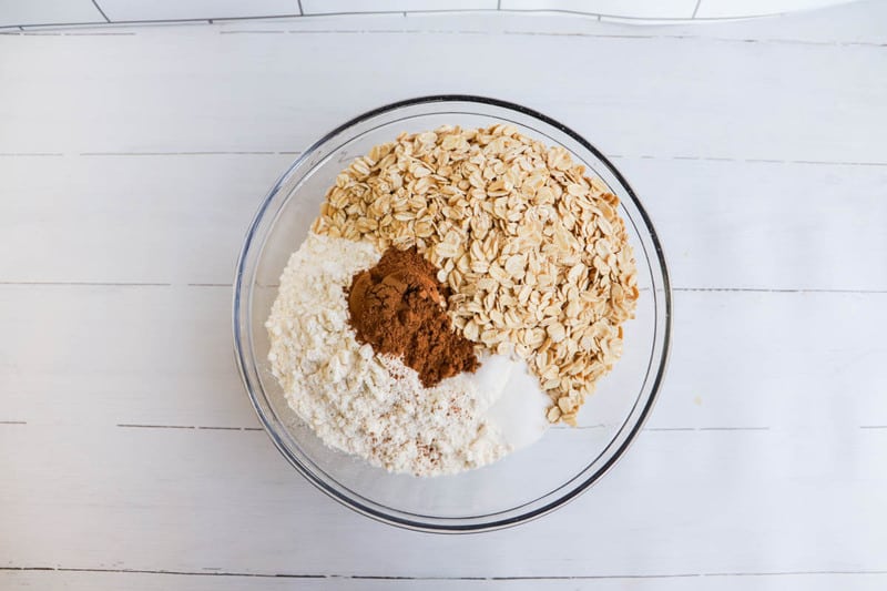 all dry ingredients in a mixing bowl