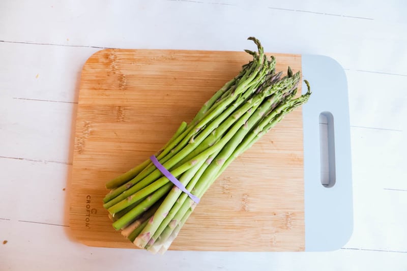 Asparagus on a cutting boars