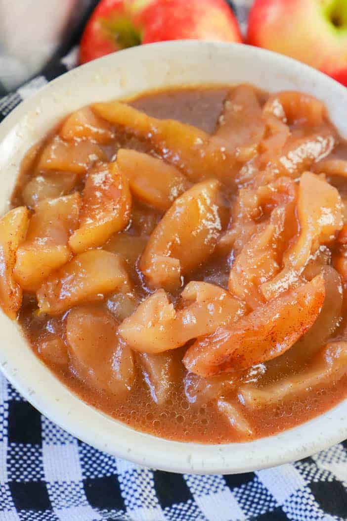 Slow Cooker Fried Apples in a white bowl