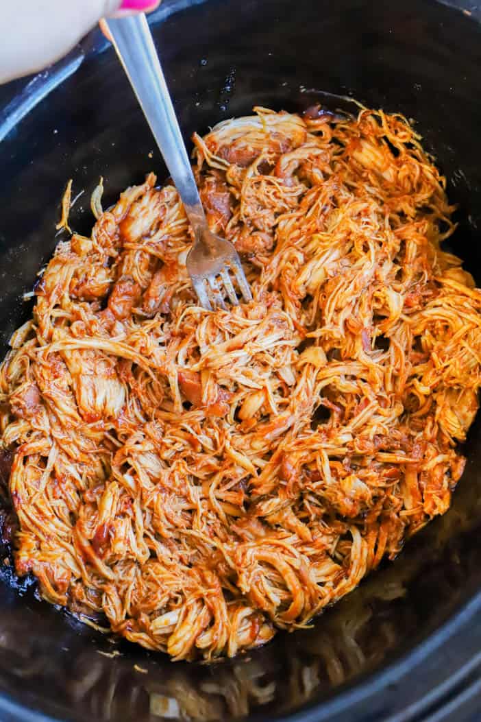 shredded chicken in the slow cooker