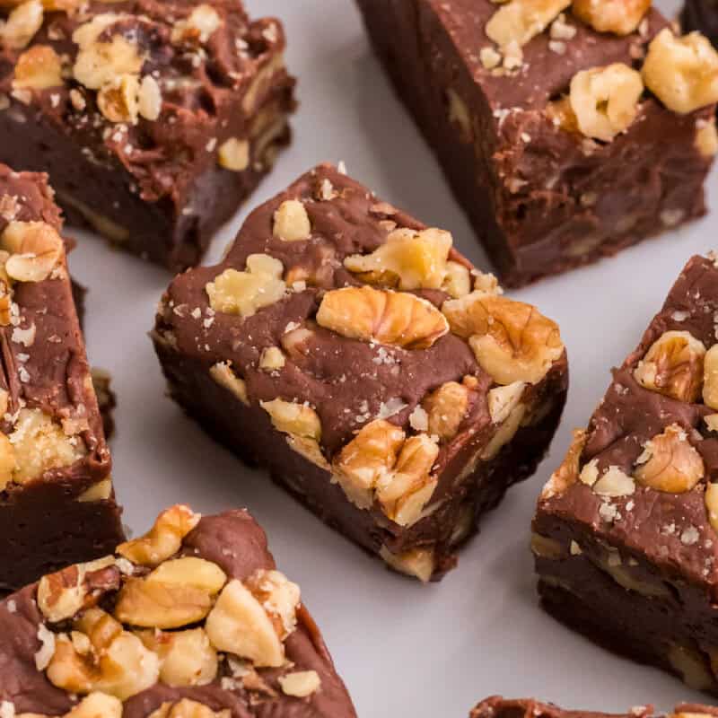 Chocolate Walnut Fudge close up picture