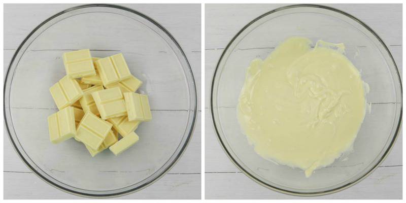 white chocolate in a clear bowl