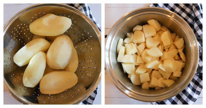 potatoes peeled and place in a pot