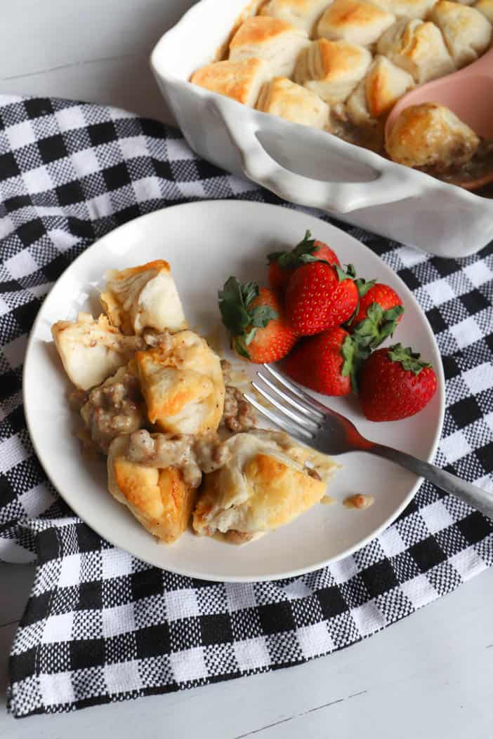 casserole on a plate with a fork