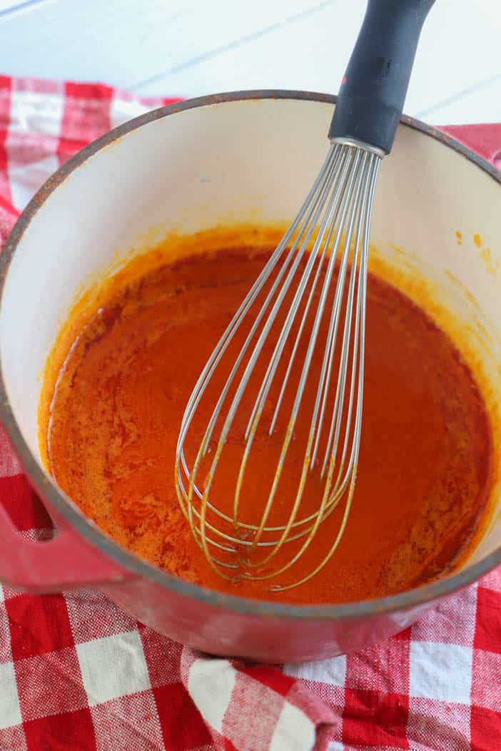 Homemade Buffalo Sauce in sauce pan