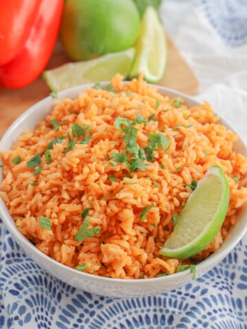 Mexican Rice in a white bowl