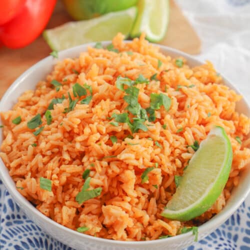 Mexican Rice in a white bowl