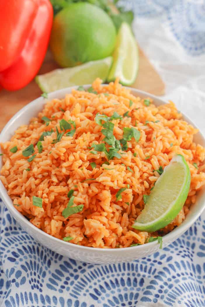 Mexican Rice in a white bowl