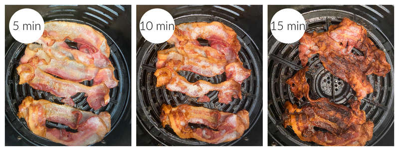 pictures of bacon at cooking times