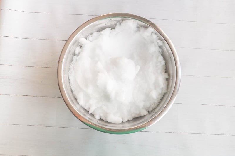 snow in mixing bowl