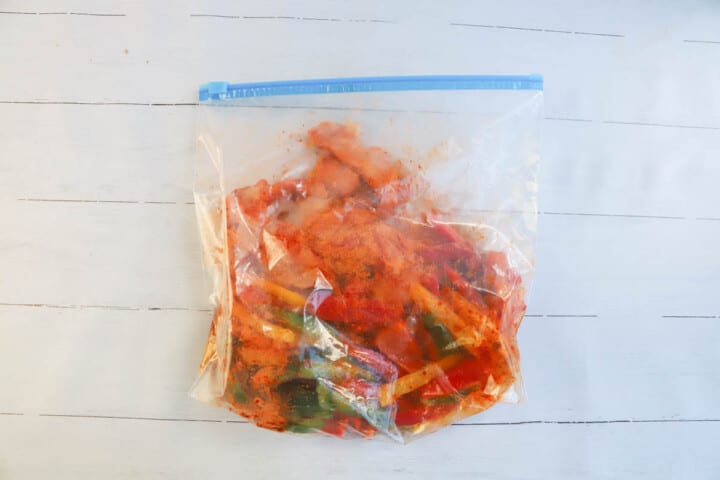 chicken and pepper in a bag