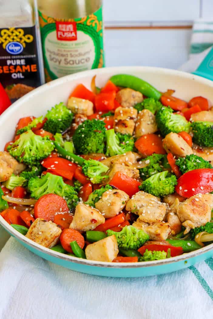 Chicken Stir Fry in a skillet