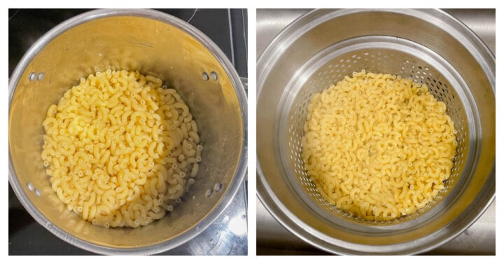 noodles cooked in pot and drained