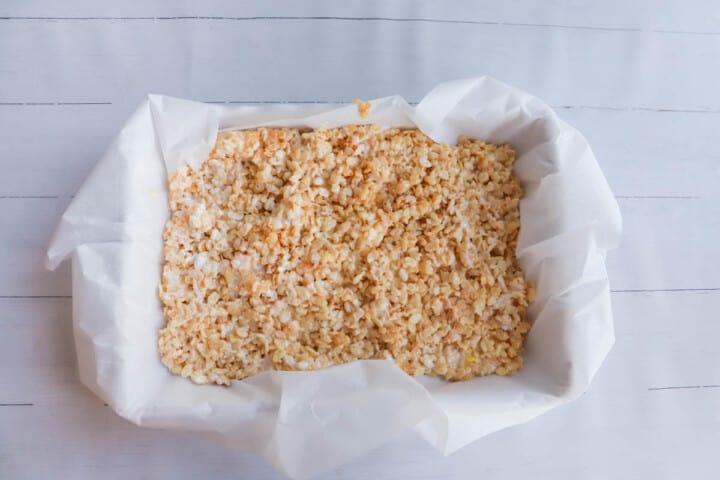 Rice Krispies in a baking dish