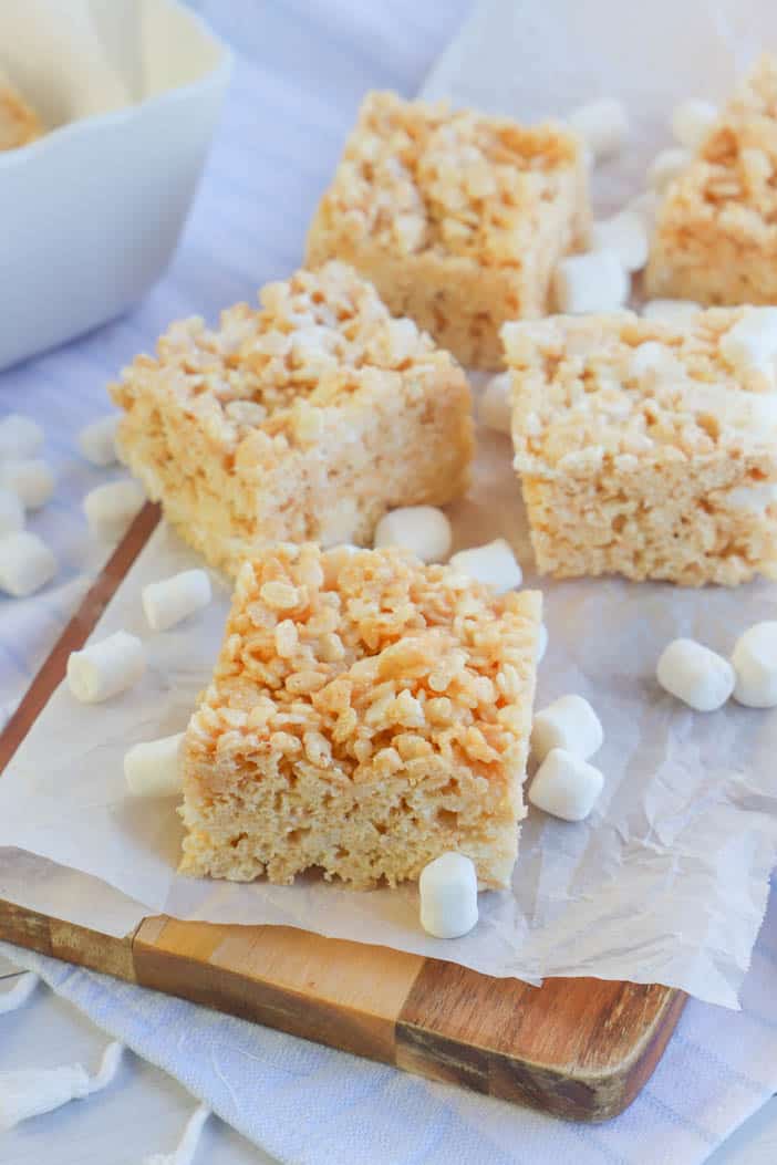 Rice Krispies on a cutting board