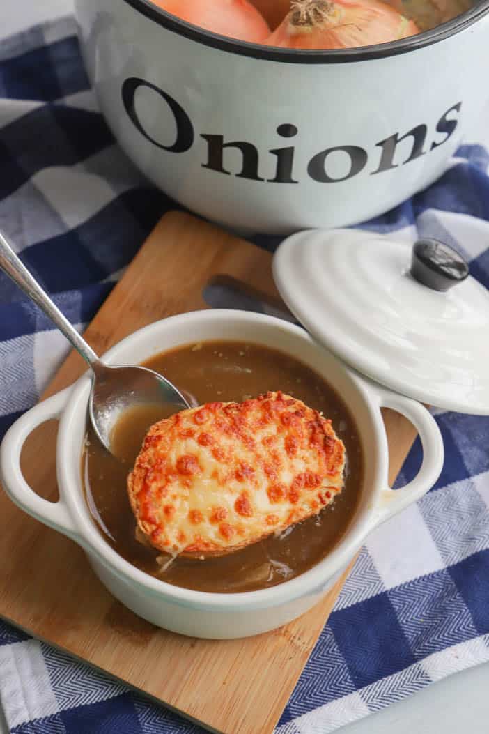 spoon in a bowl with soup