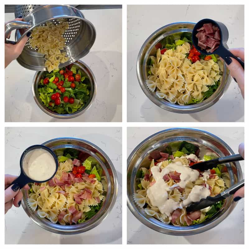 adding ingredients to a mixing bowl.