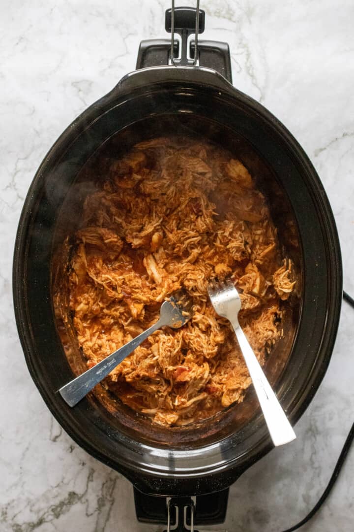 shredded chicken in the slow cooker