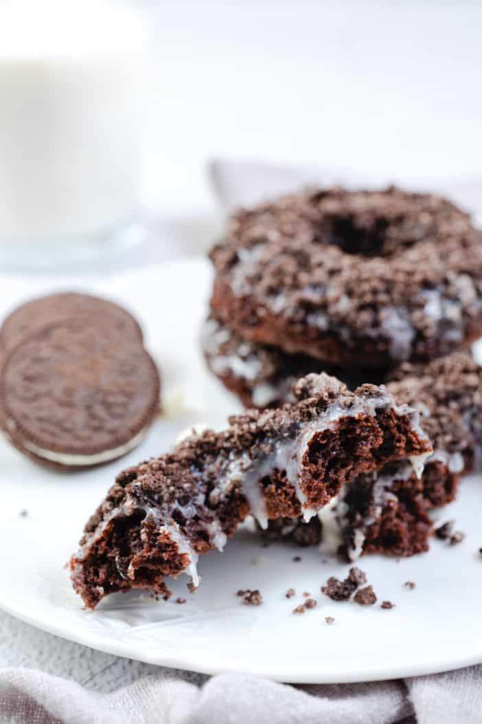 Brownie Mix Donuts cut in half