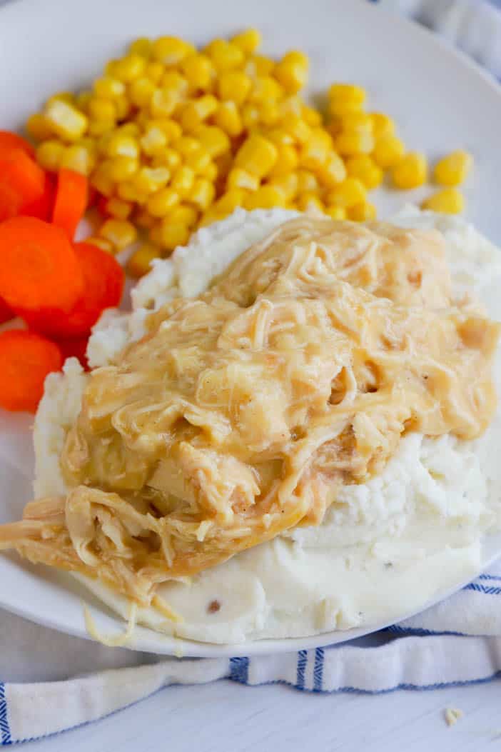 chicken gravy on top of mashed potatoes