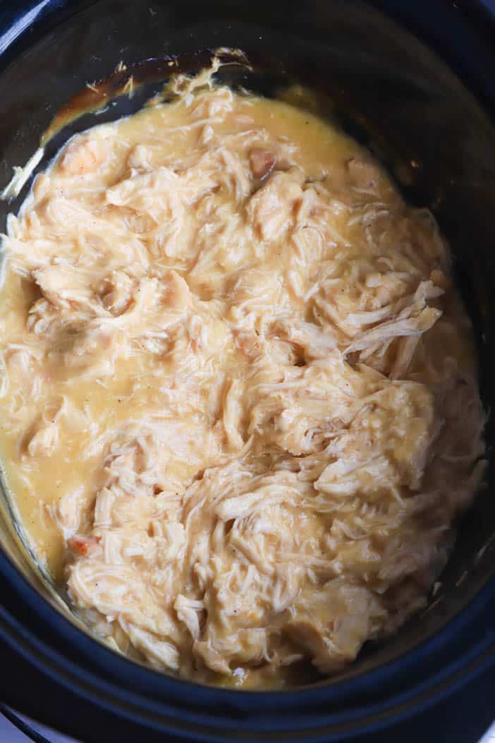 shredded chicken in the slow cooker