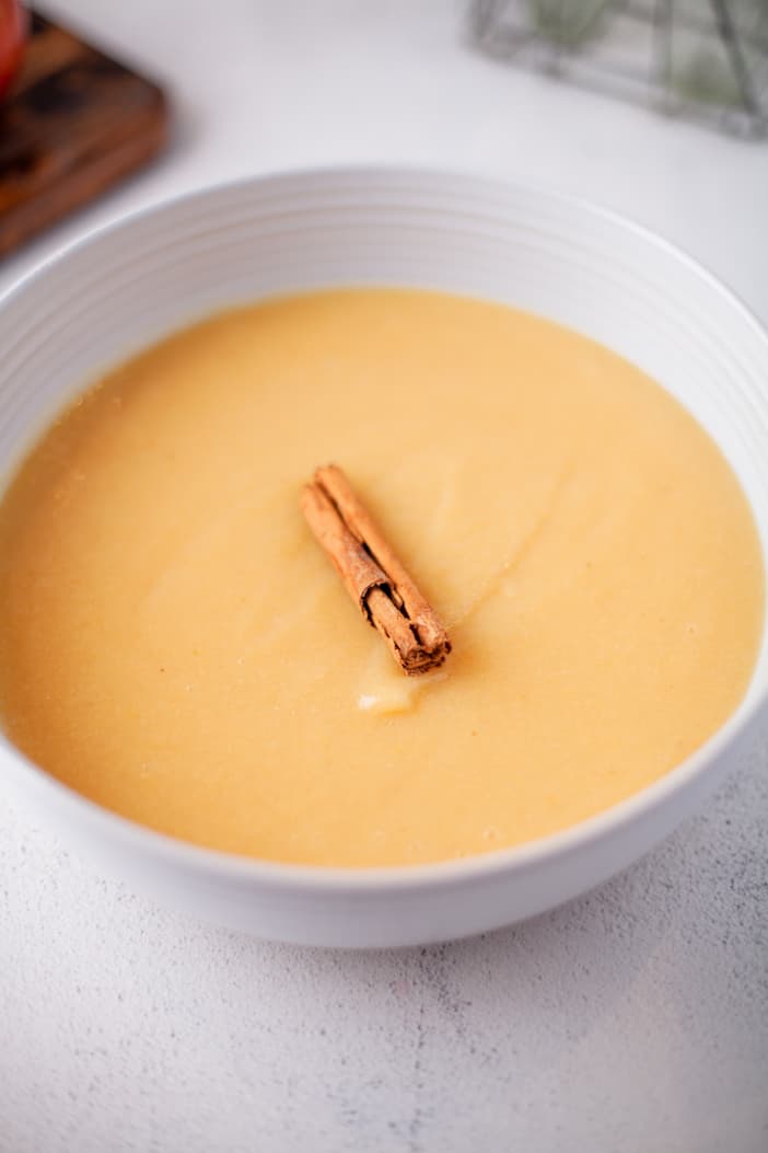 Slow Cooker Cinnamon Applesauce in a white bowl