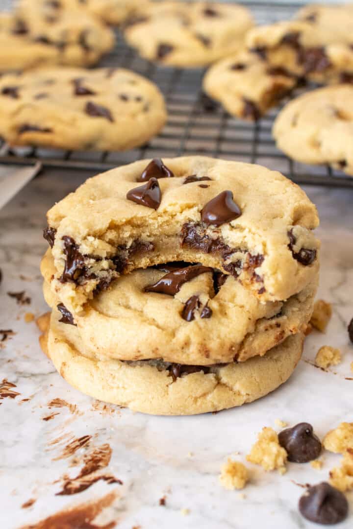 Chocolate Chip Cookies stacked up together