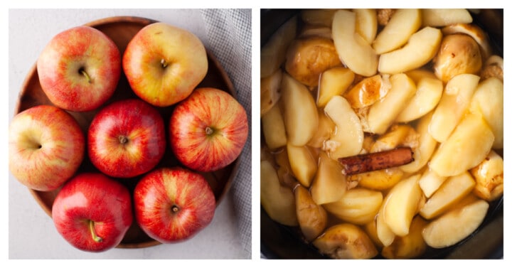 apples in the slow cooker sliced